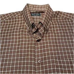 Gitman Bros Shirt Large Tall Mens L/S Button Down Brown Plaid FLAW